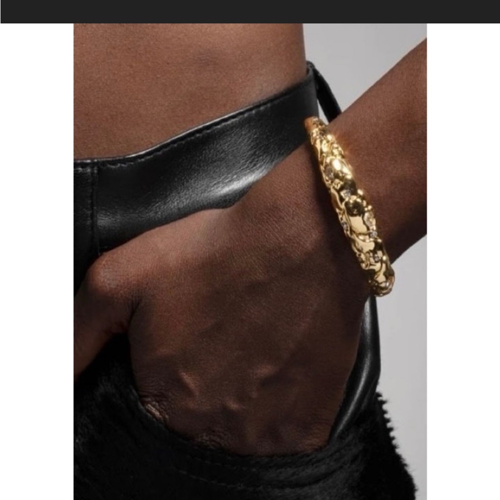 ALEXIS BITTAR • Gold Brut Pavé Crystal Sculptural
Cuff Bracelet - Picture 11 of 12